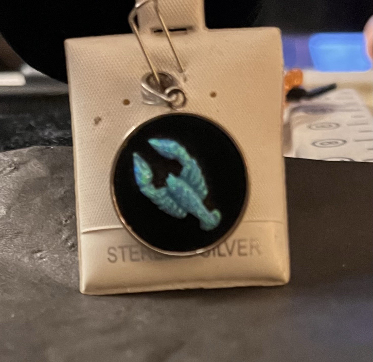 Synthetic Opal Pending With Sterling Silver
