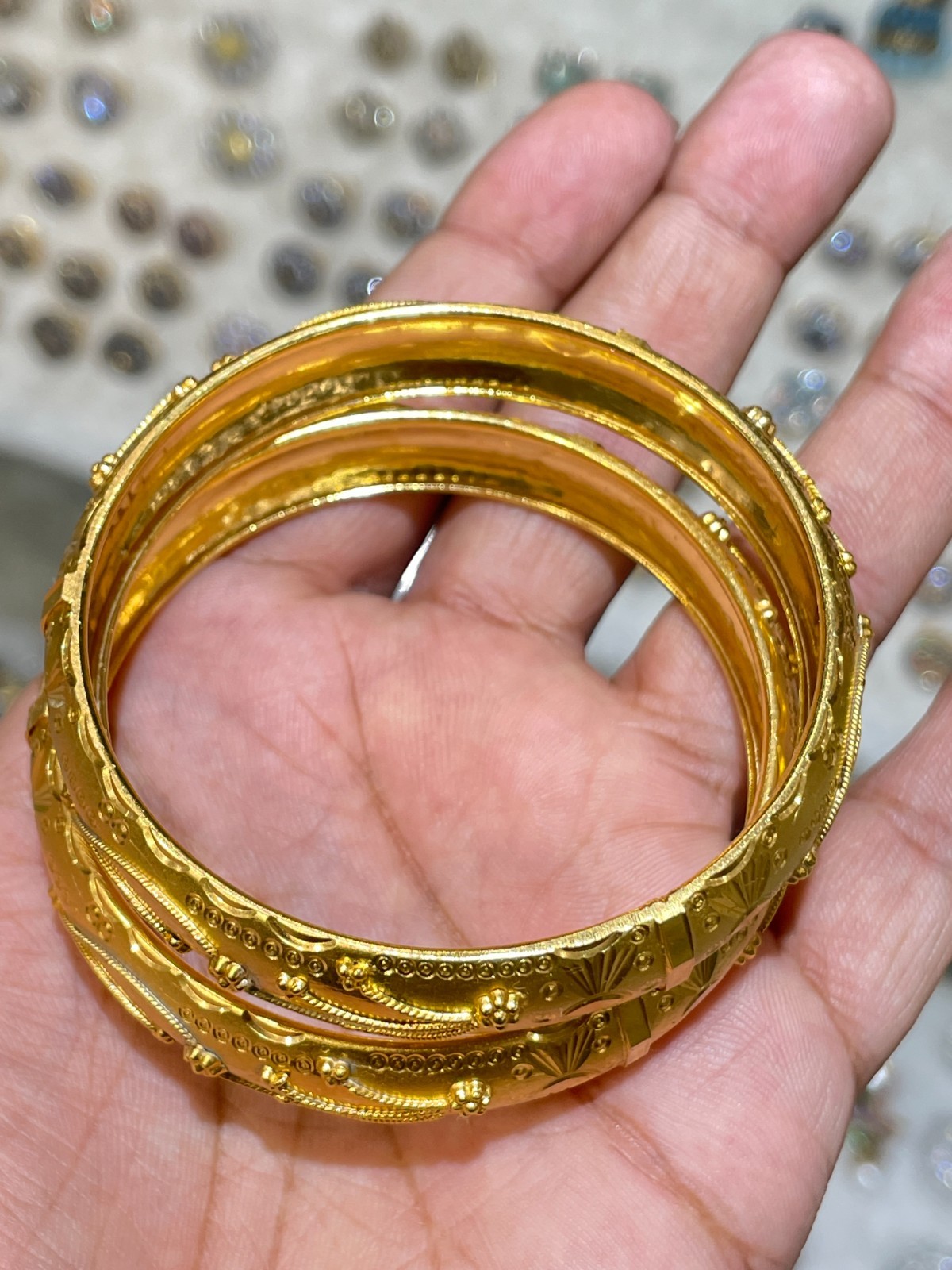 2.6 Gold Plated Top Dubai Bangles 2Pcs Set Bracelets Bridal For Woman Handmade