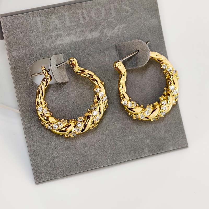 New 25mm Talbots Twisted Hoop Earrings Gift Chic Women Party Vacation Jewelry