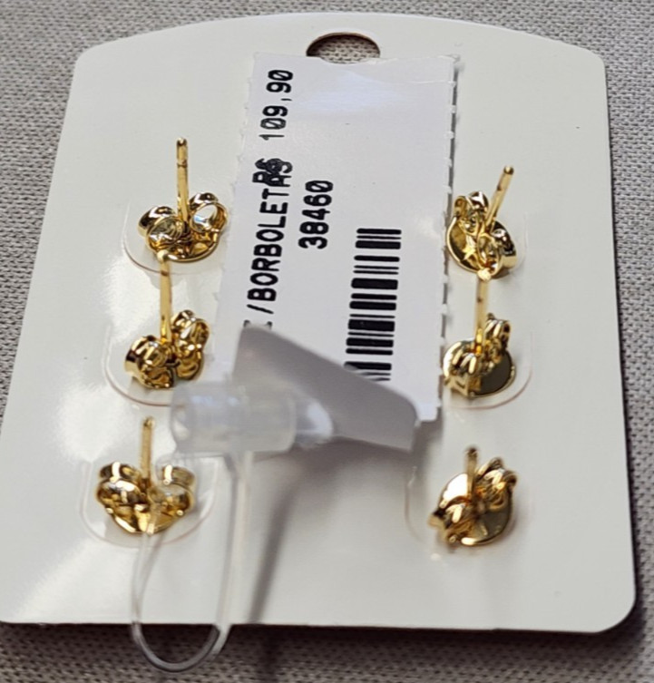 Juliana Prado 18K Gold Plated Borboletas Butterfly Earring Set 4mm, 6mm, 7mm