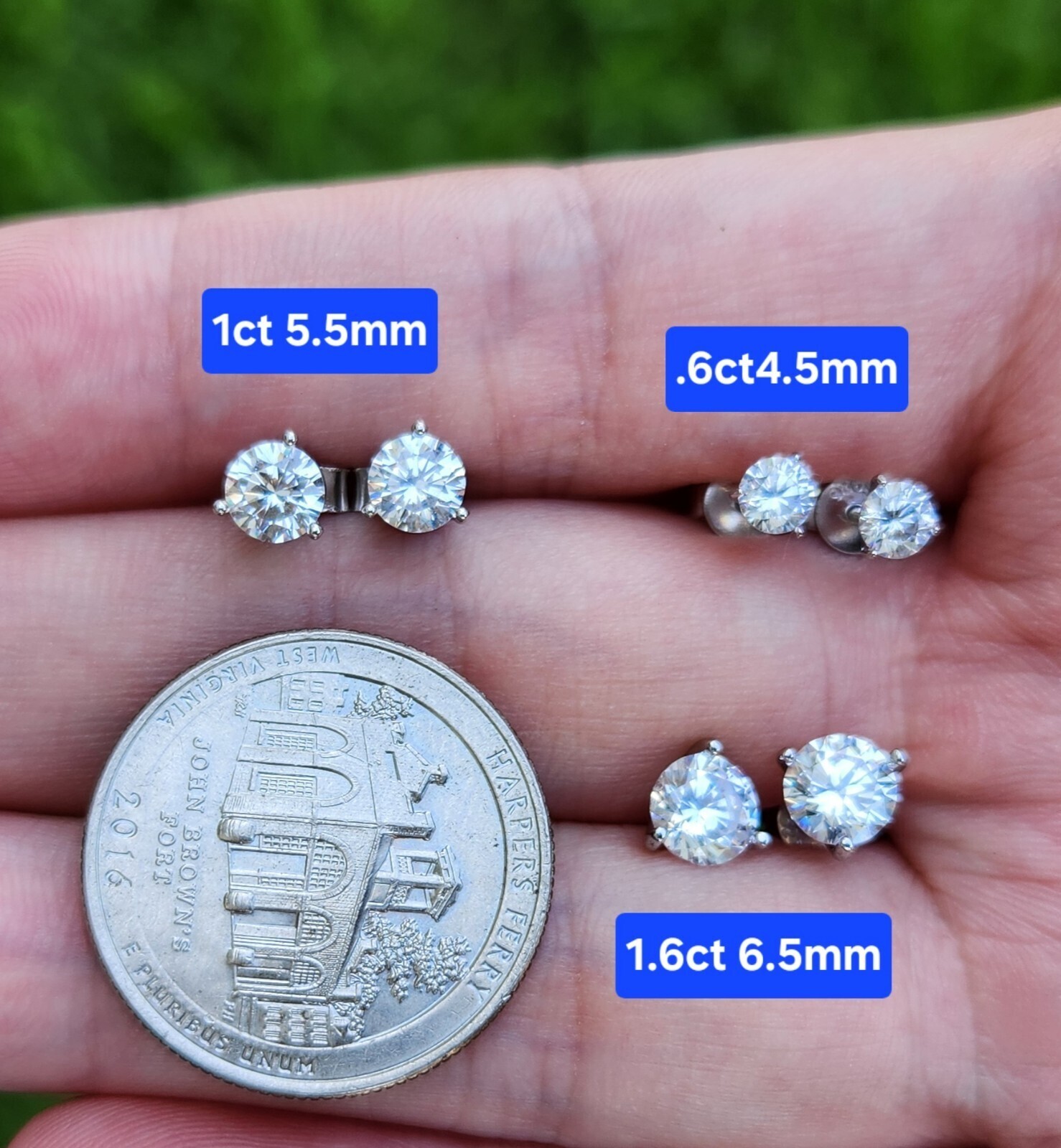 .6CT Three Prong Small Moissanite 4.5mm Stud Earrings White Gold-Plated Silver