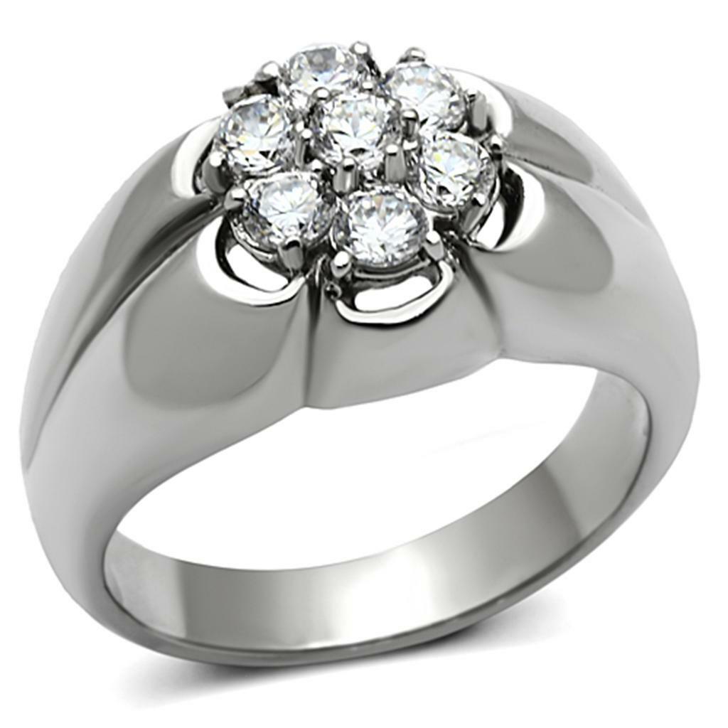 TK944 – High polished (no plating) Stainless Steel Ring with AAA Grade CZ in