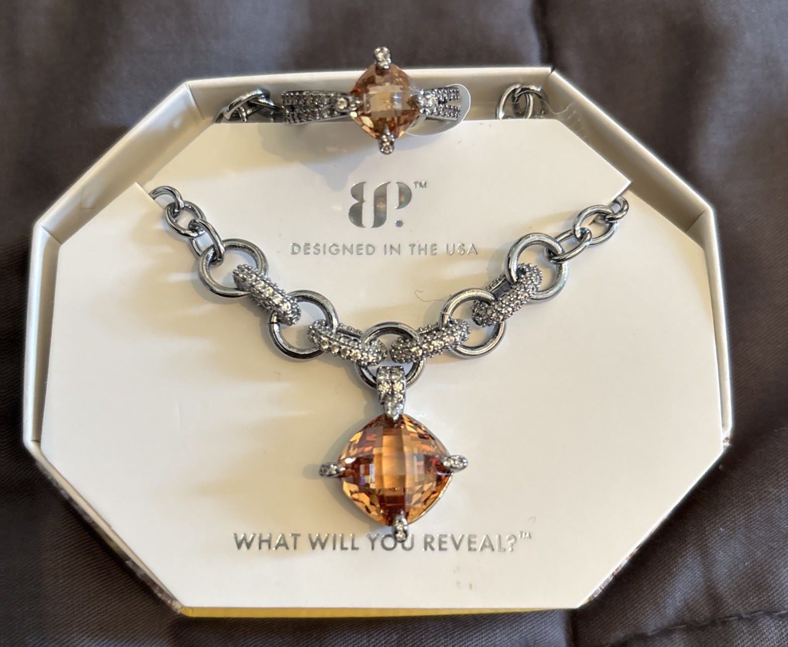 Bomb Party NOVEMBER Birthday Necklace + Ring Set (see Description for Details)
