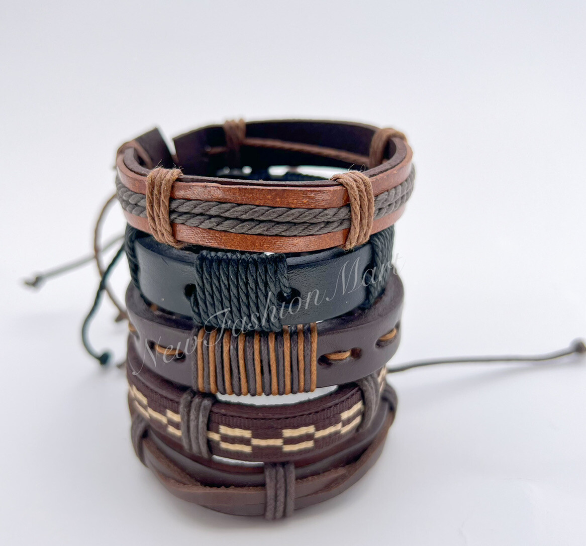New Unisex Adult Leather Wrist Bracelets ($9.99 for Set of 5)
