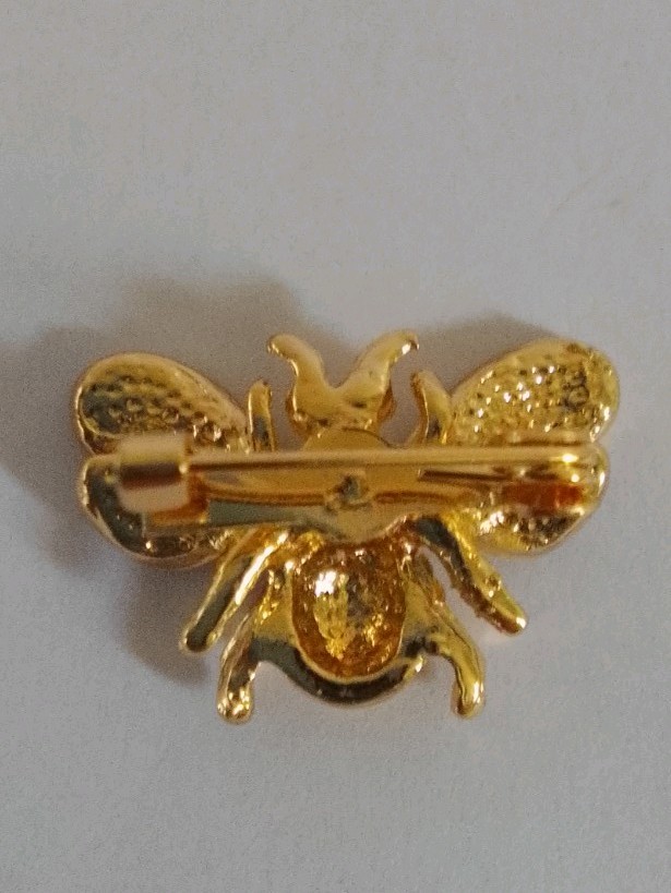 Vintage Baroque Brooch Pin, yellow bee Badge