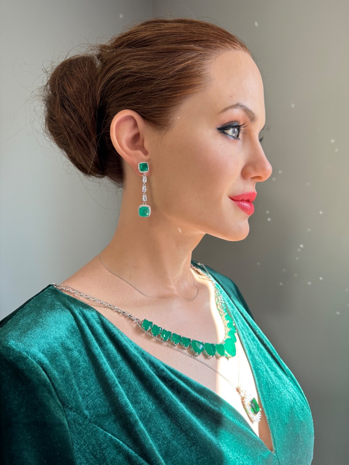Star Of Hollywood, Emerald Dangle Drop Earrings