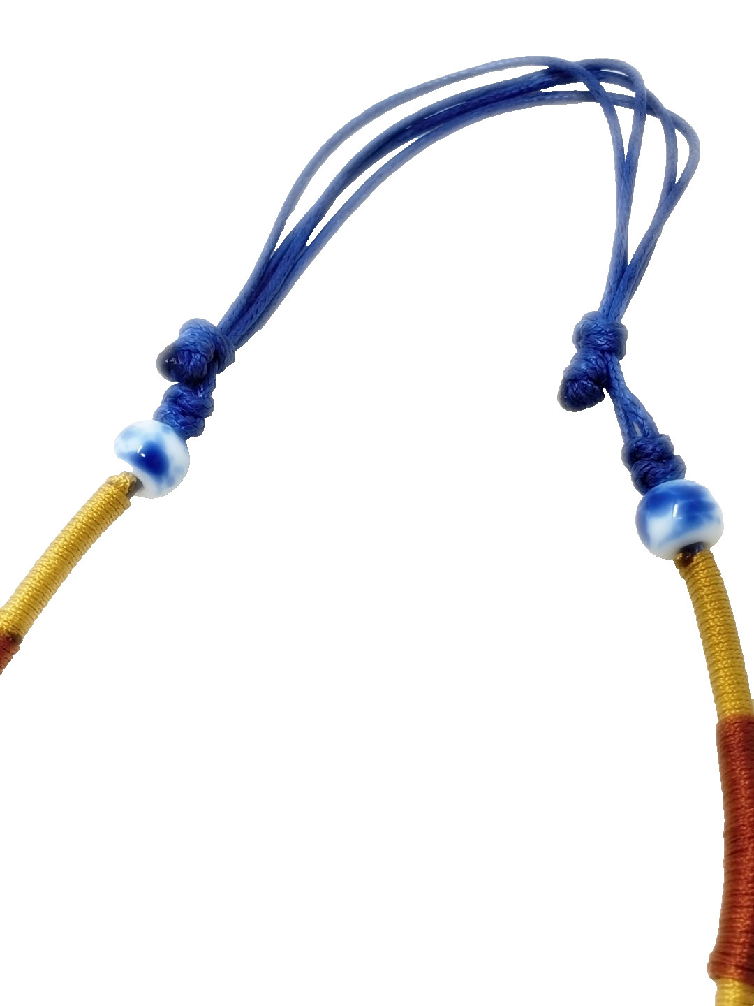 Porcelain Blue White Chinese Dragon Pendant Necklace Adjustable Length Ceramic
