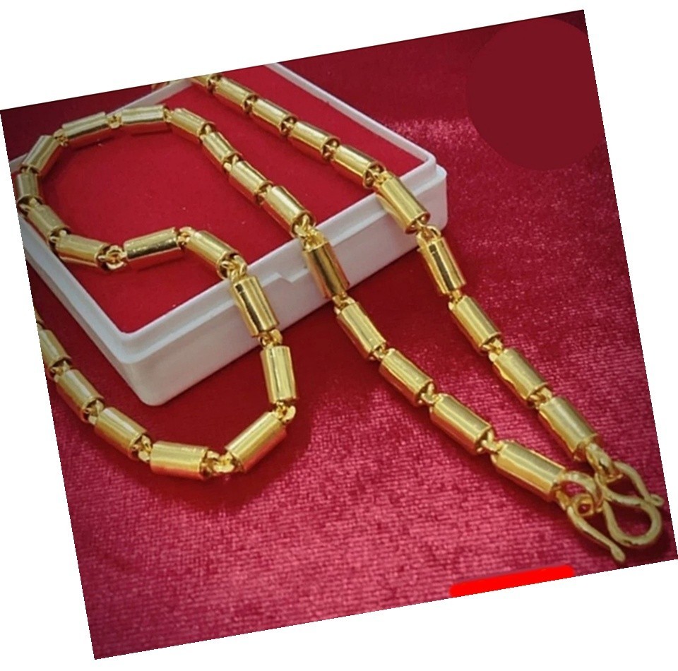 Thai Gold Plated Solid Necklace Amulet Chain Pendant 5 Baht Jewelry 24 inches