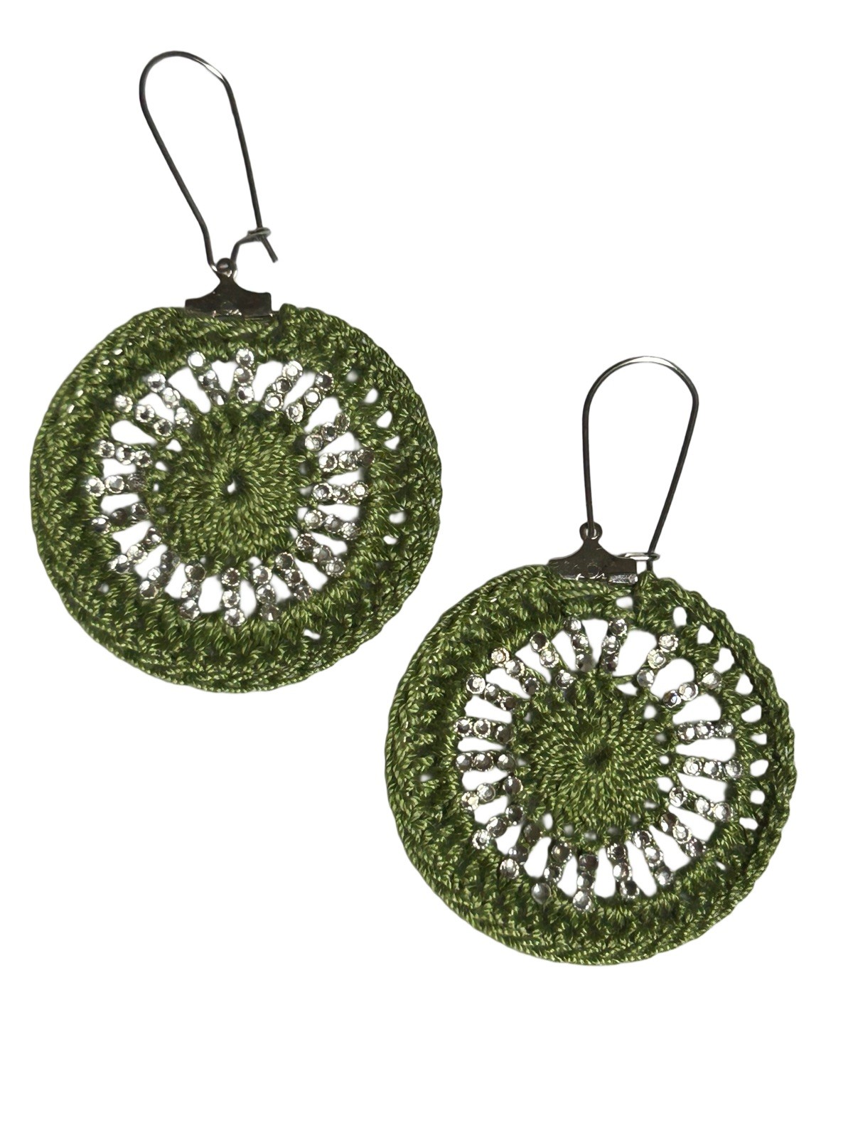 Icy Boho Earrings New Surgical Steel Ear Wire In Olive Green