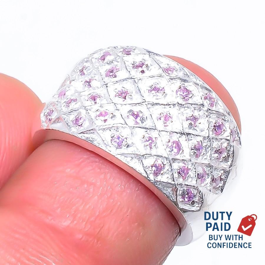 Sterling Silver PINK TOPAZ Channel Set New Band Daughter Ring Jewelry Size 5.5