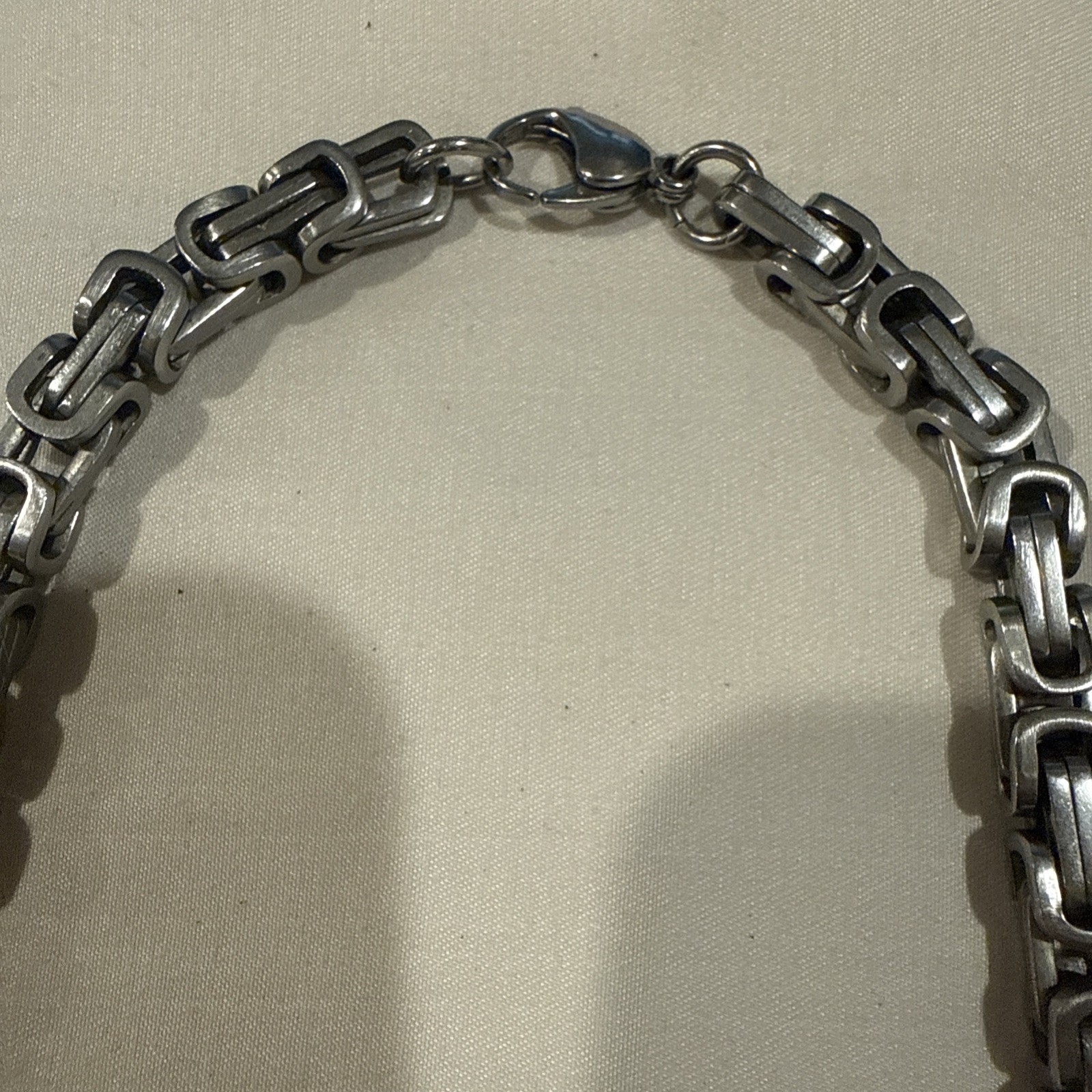 20 INCH LENGH STAINLESS STEEL SILVER BYZANTINE TURKISH BOX NECKLACE