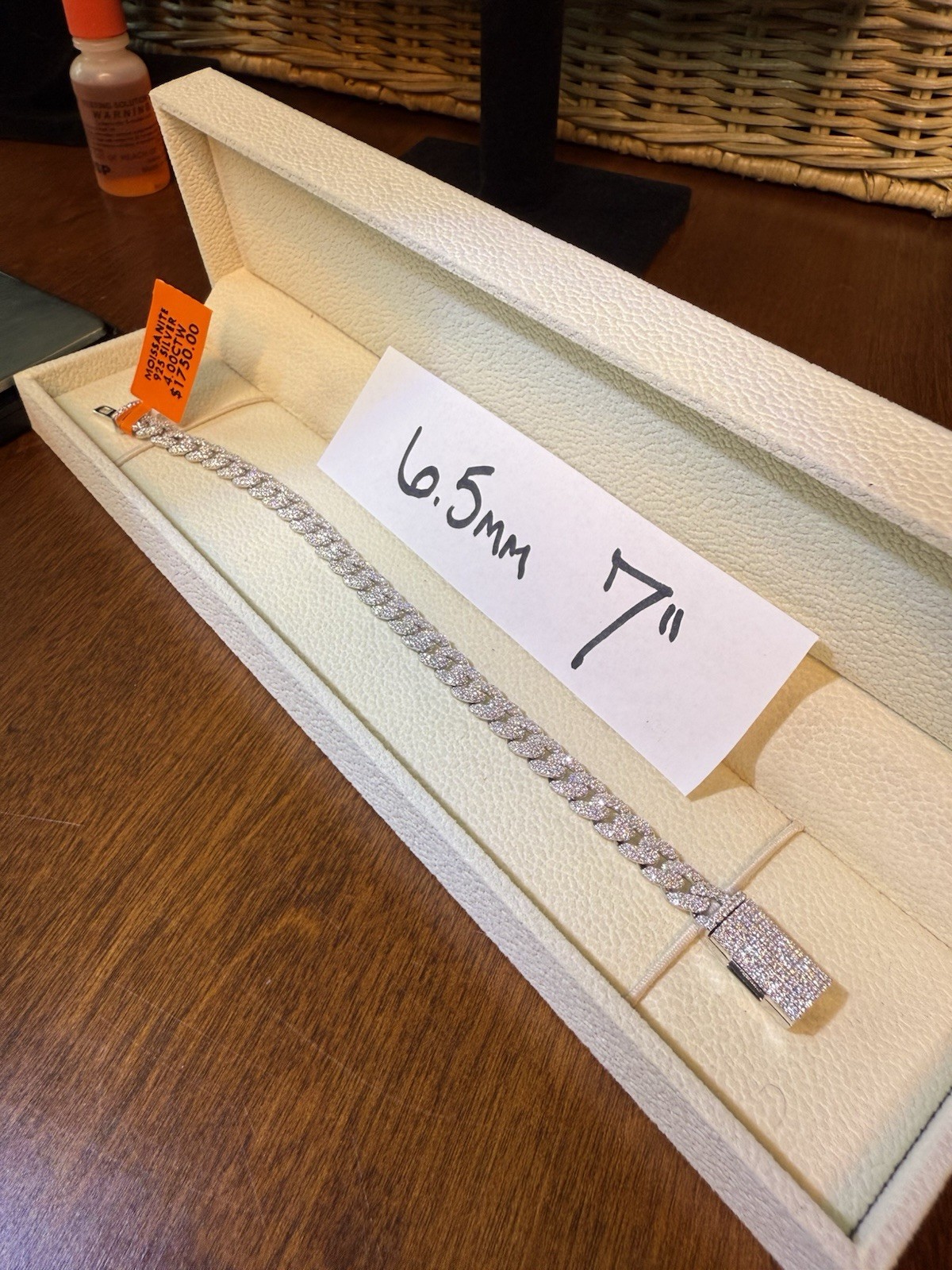 6.5MM Moissanite Miami Cuban Bracelet SOLID 925 Silver 6.5” – 7.0”