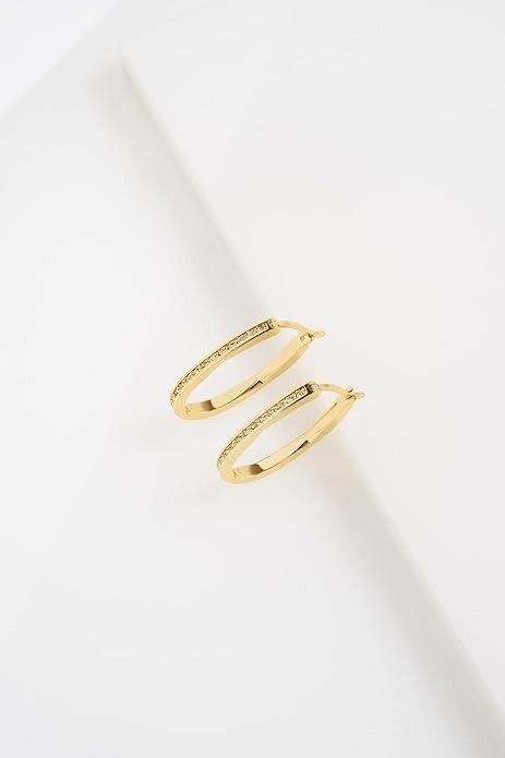 Ted Baker London Shivanna Crystal Shimmer Hoop Earrings 3.1cm Gold Plated Brass