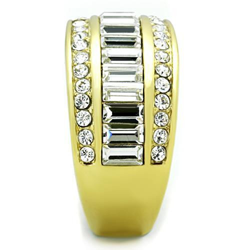 14k yellow Gold Plated Baguette CZ Wide Band Cocktail Ring