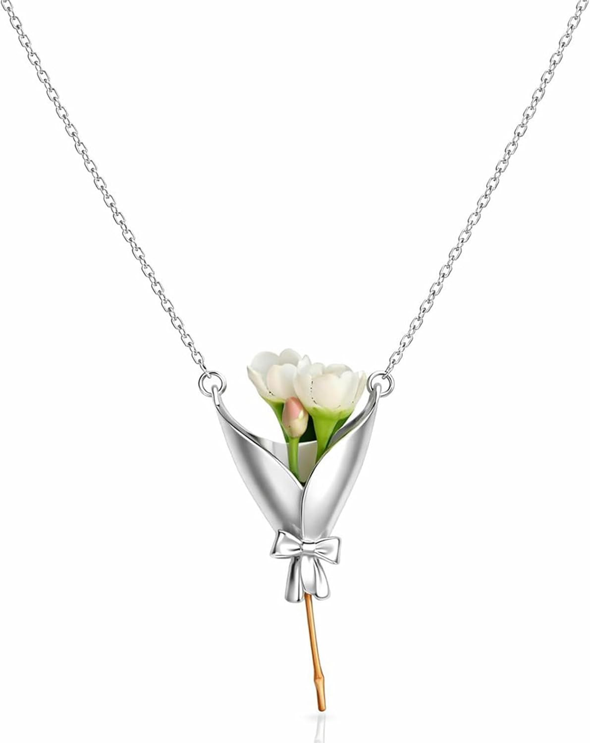 Flower Holder Necklace DTY Flower Vase Pendant Floral Bouquet Accessores for Wom