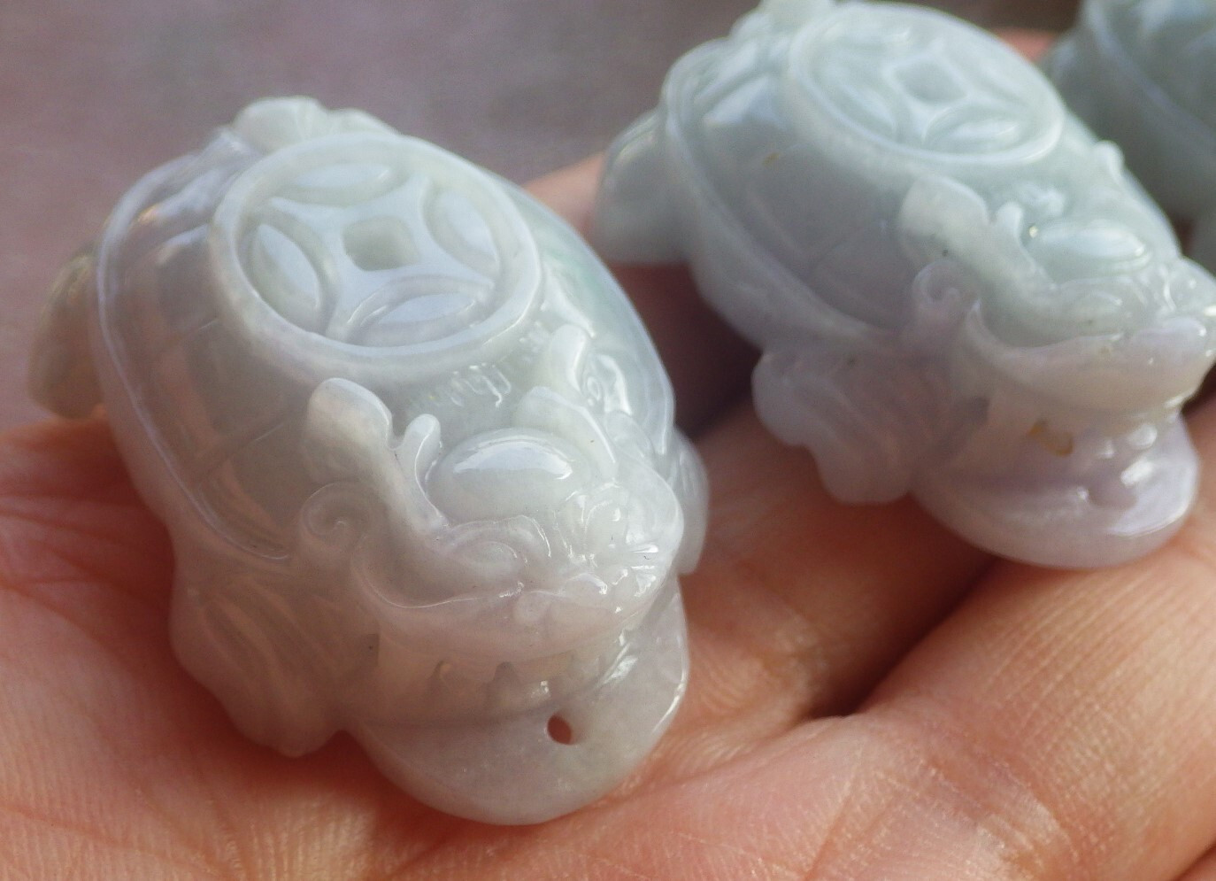 1Pcs Green Burma Grade 100% Natural A Jade jadeite Pendant Dragon Turtle 694262