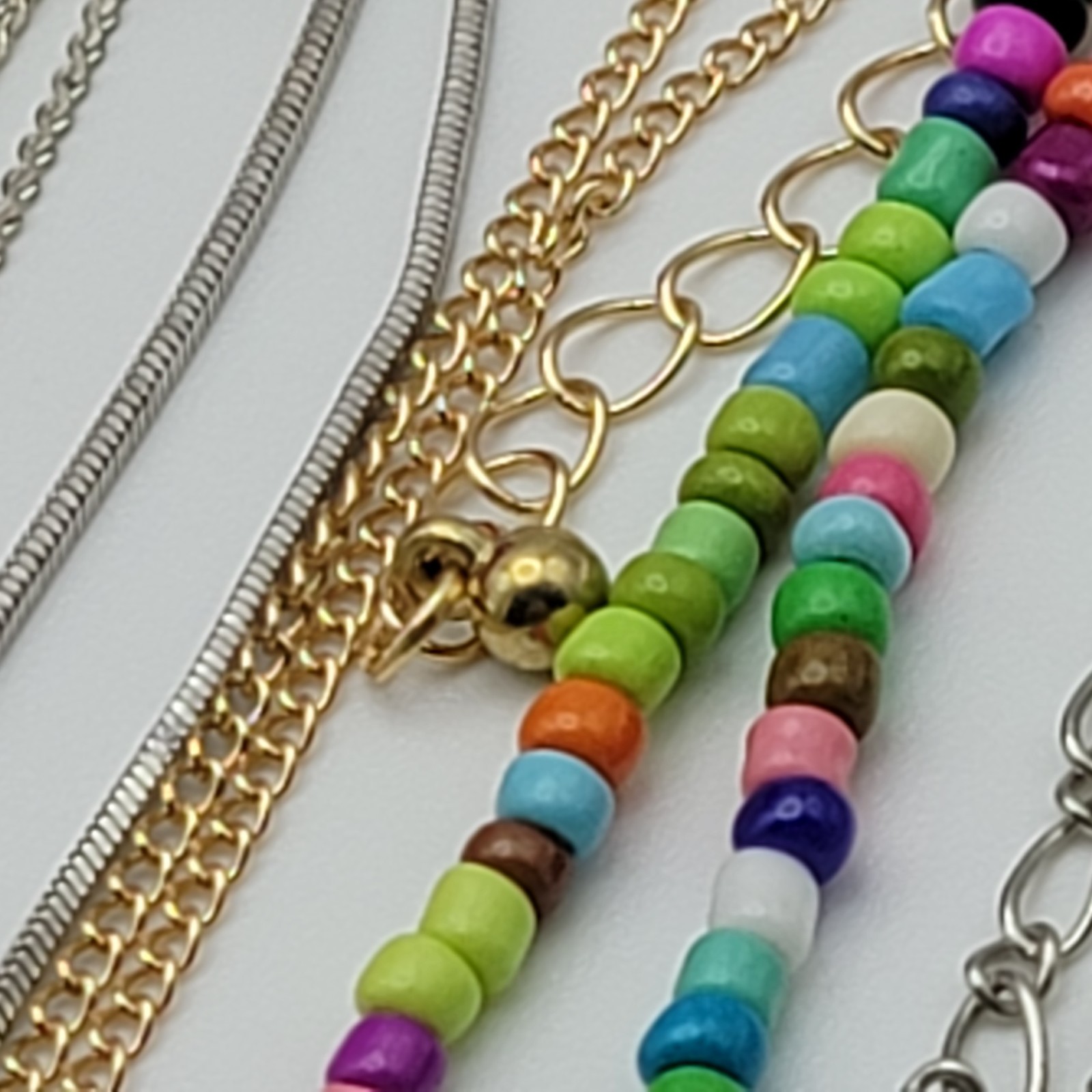 Multicolor Mixed Materials Minimalist Dainty Necklace 11-PIece Lot