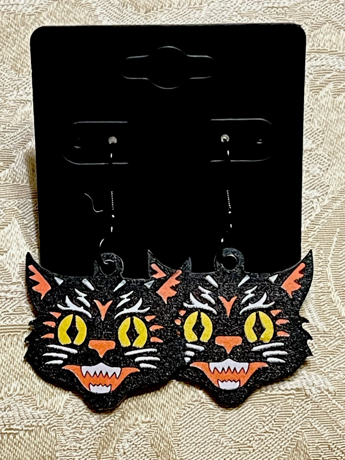 Black Cat Spooky Fun Halloween Acrylic Black Boho Festival Earring Set