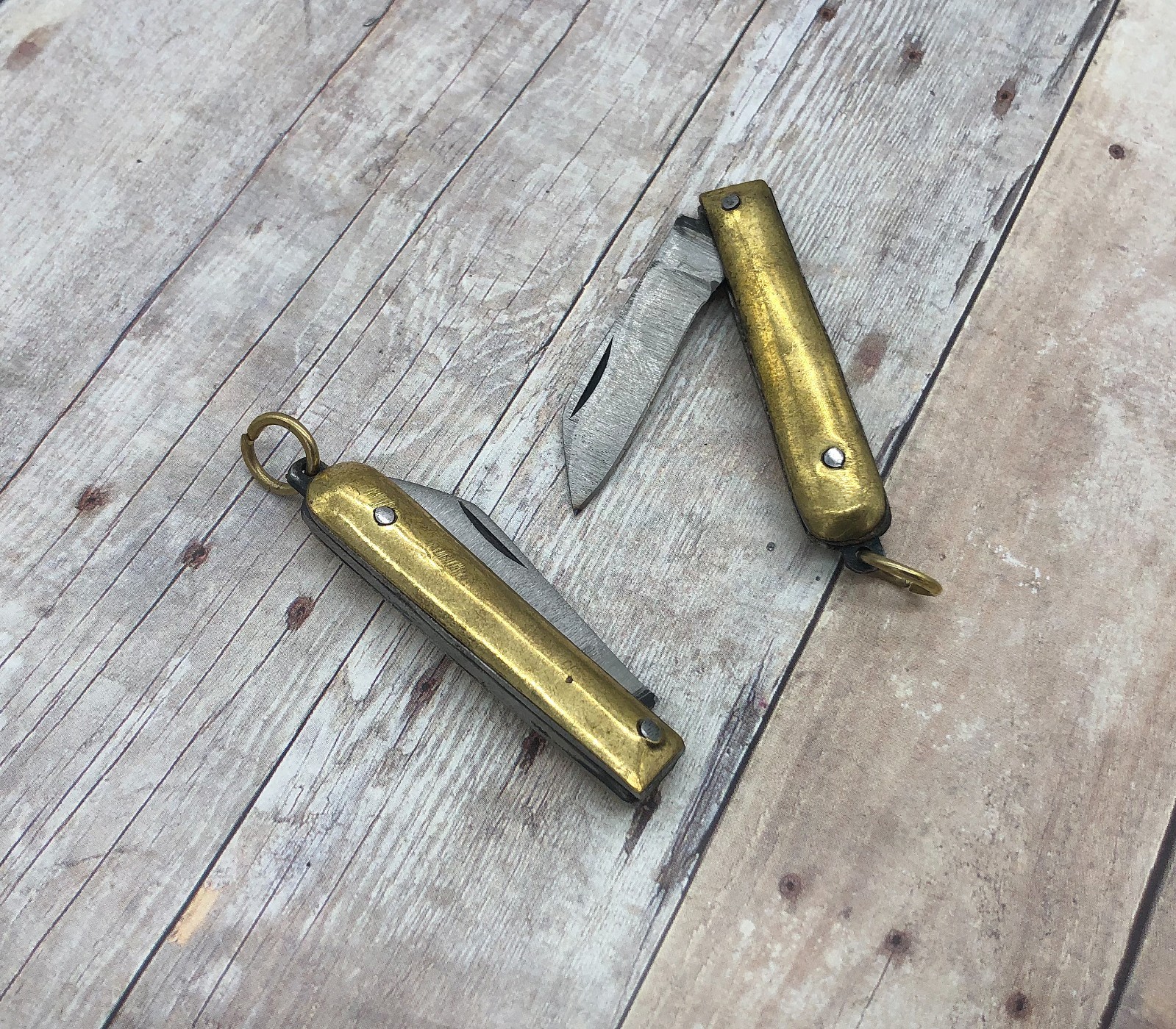 Handmade Brass Mini Pocket Knife Pendant with Loop – Vintage Style Charm