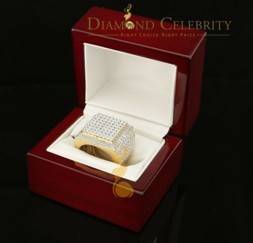 Yellow Silver 12.0ct Cubic Zirconia Square Men Adjustable Ring From SZ 9 to 11