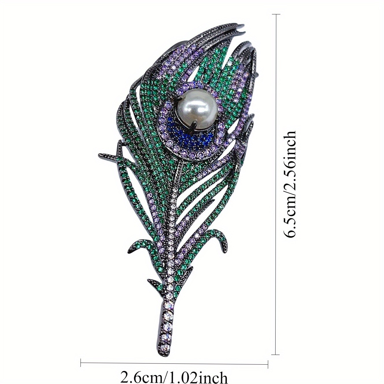 Exquisite Luxury Peacock Feather Brooch Vintage Metal Alloy Pin with Sparkling