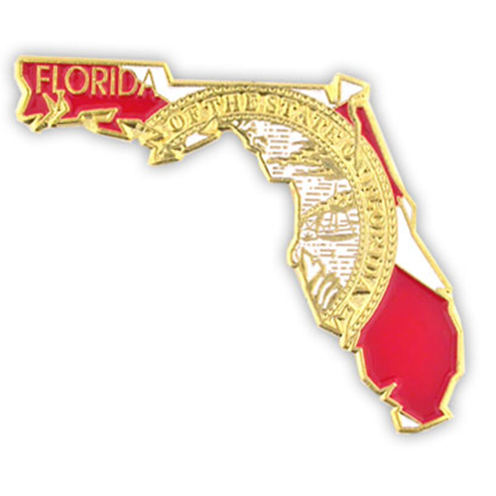 PinMart’s State Shape of Florida Pin and Florida Flag Lapel Pin 1-1/4″