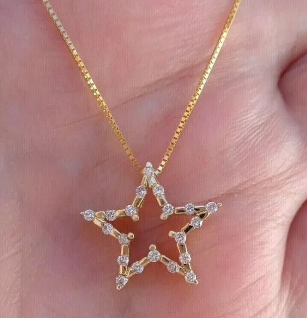 2Ct Round Cut Simulated Diamond Star Women’s Pendant In 14k Yellow Gold Plated
