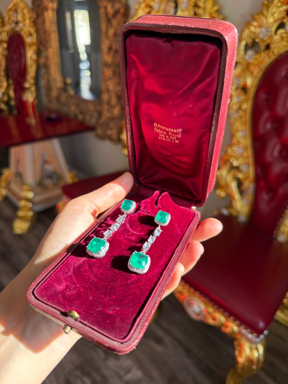 Star Of Hollywood, Emerald Dangle Drop Earrings
