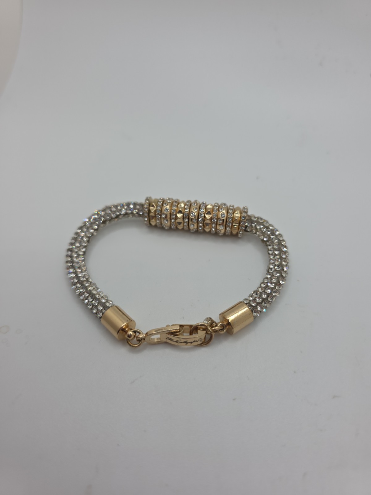 Karl Lagerfeld Paris Glass Stone Pave Tube Chain Flex Bracelet Gold-Tone
