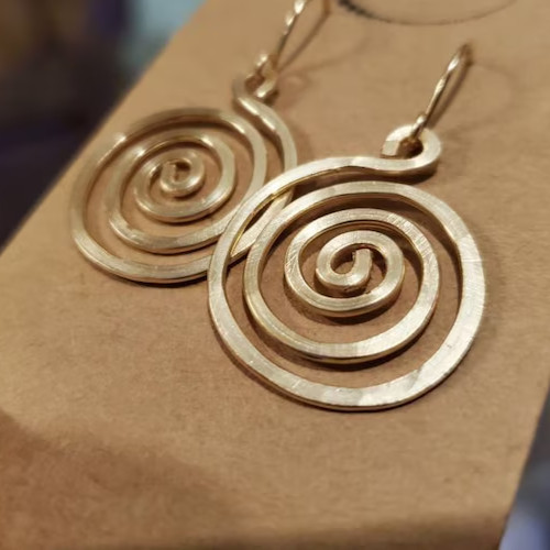 1 Pair Pure Copper Healing Spiral Hook Earrings, Jewelry Spiritual Kriya
