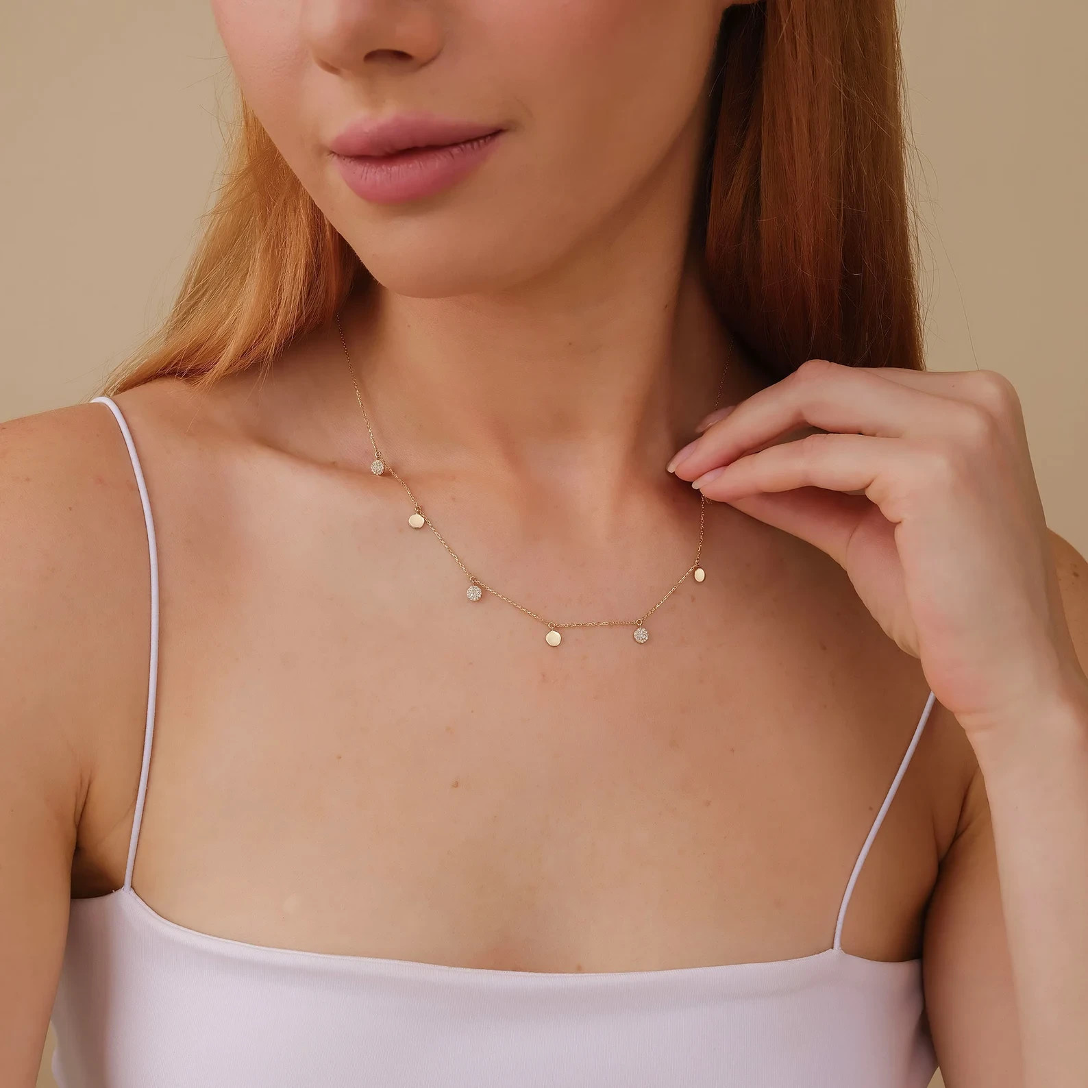Lab Grown 1.00 Ct Round Cut EF VS Diamond Multi Charm Necklace in 14K Solid Gold