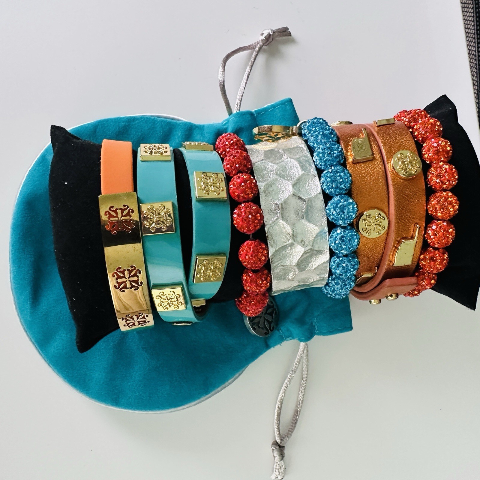 Rustic Cuff Bracelet Lot 7pc Emerson Meagen Wrap Turquoise Orange Hammered Cuff