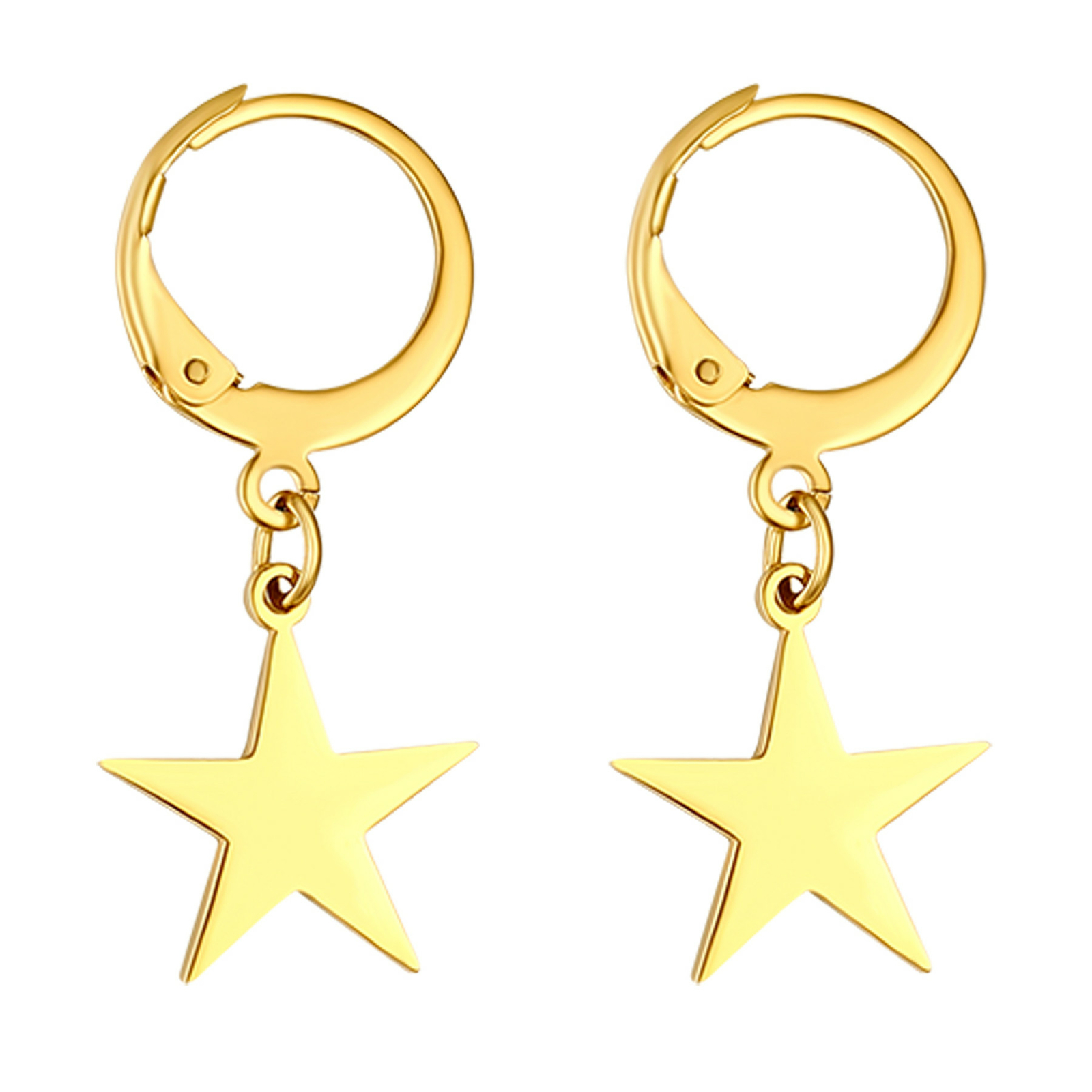 4/8 Pair Stainless Steel Moon Star Huggie Huggie Dangle Hoop Earrings Women Girl
