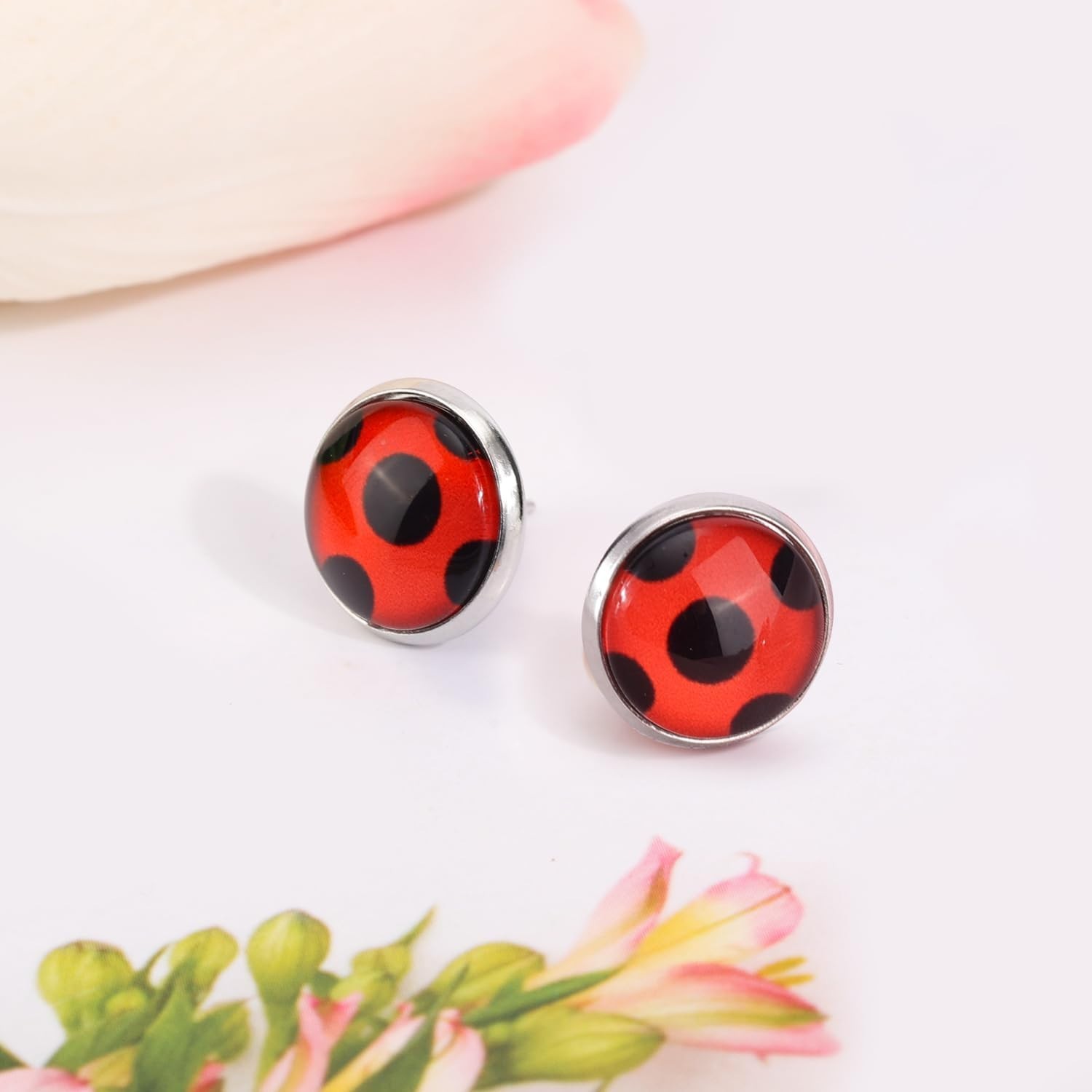 Charming Red and Black Ladybug Earrings – Whimsical Fashion for Any Event