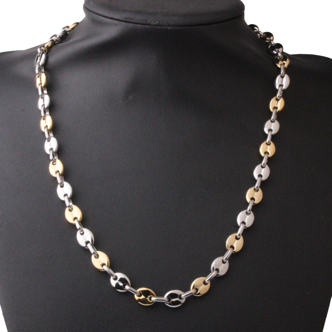Multi-color 7″-40″ Women Men’s Chain Stainless Steel Coffee Beads Link Necklace