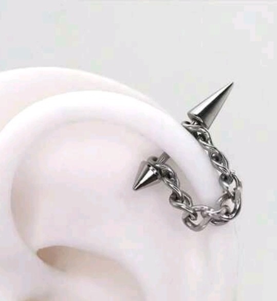 Spike Helix Earring with Removable Chain Stainless Steel Cartiledge Piercing New