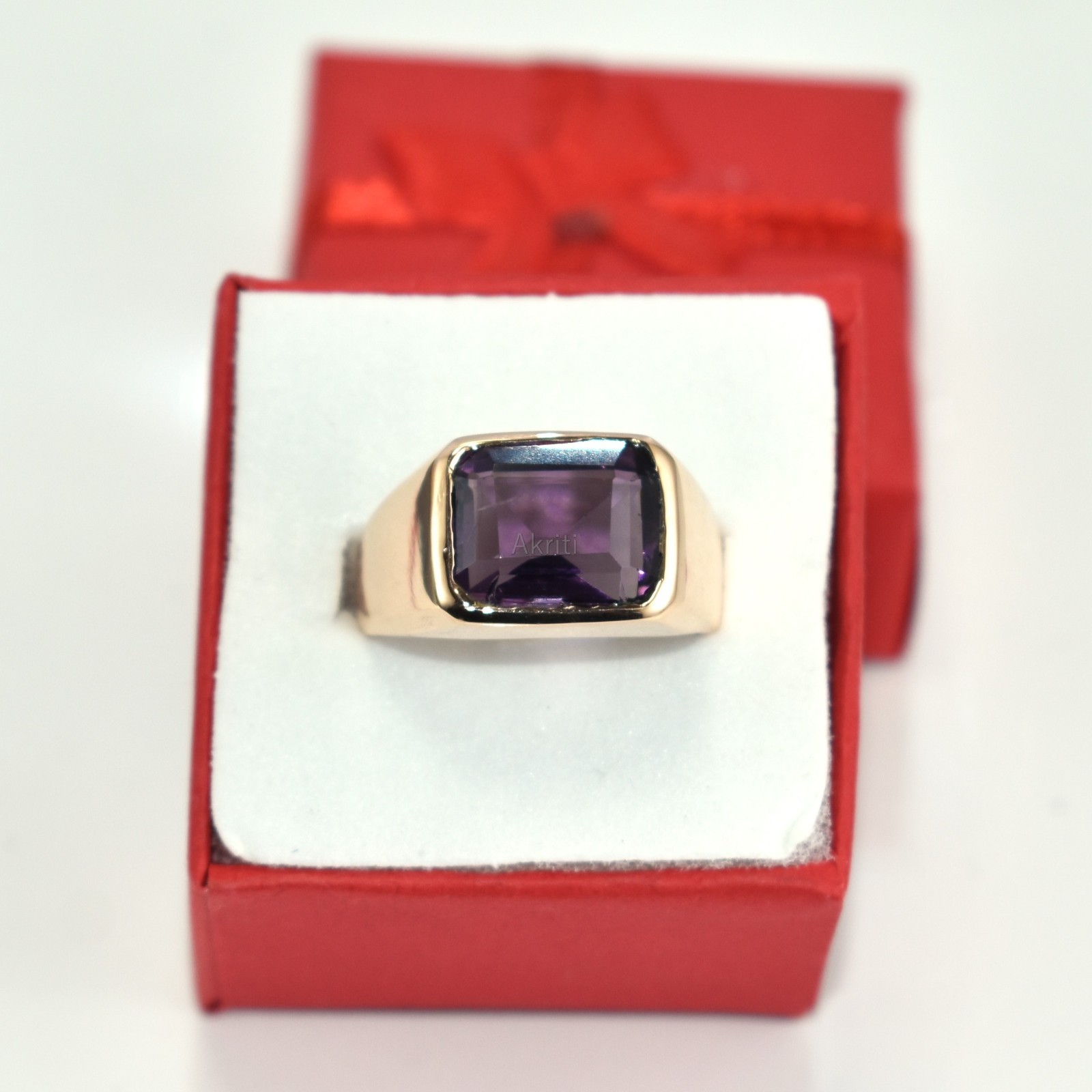 Deep Amethyst Copper Handmade Signet Men’s Ring Traditional Skill Artist