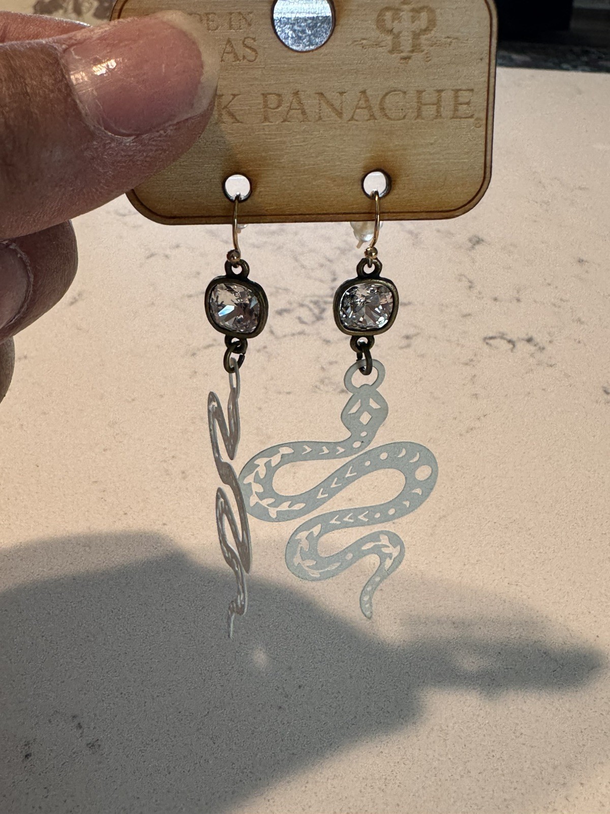 Pink Panache snake hook Earrings whit Tone Made in Texas