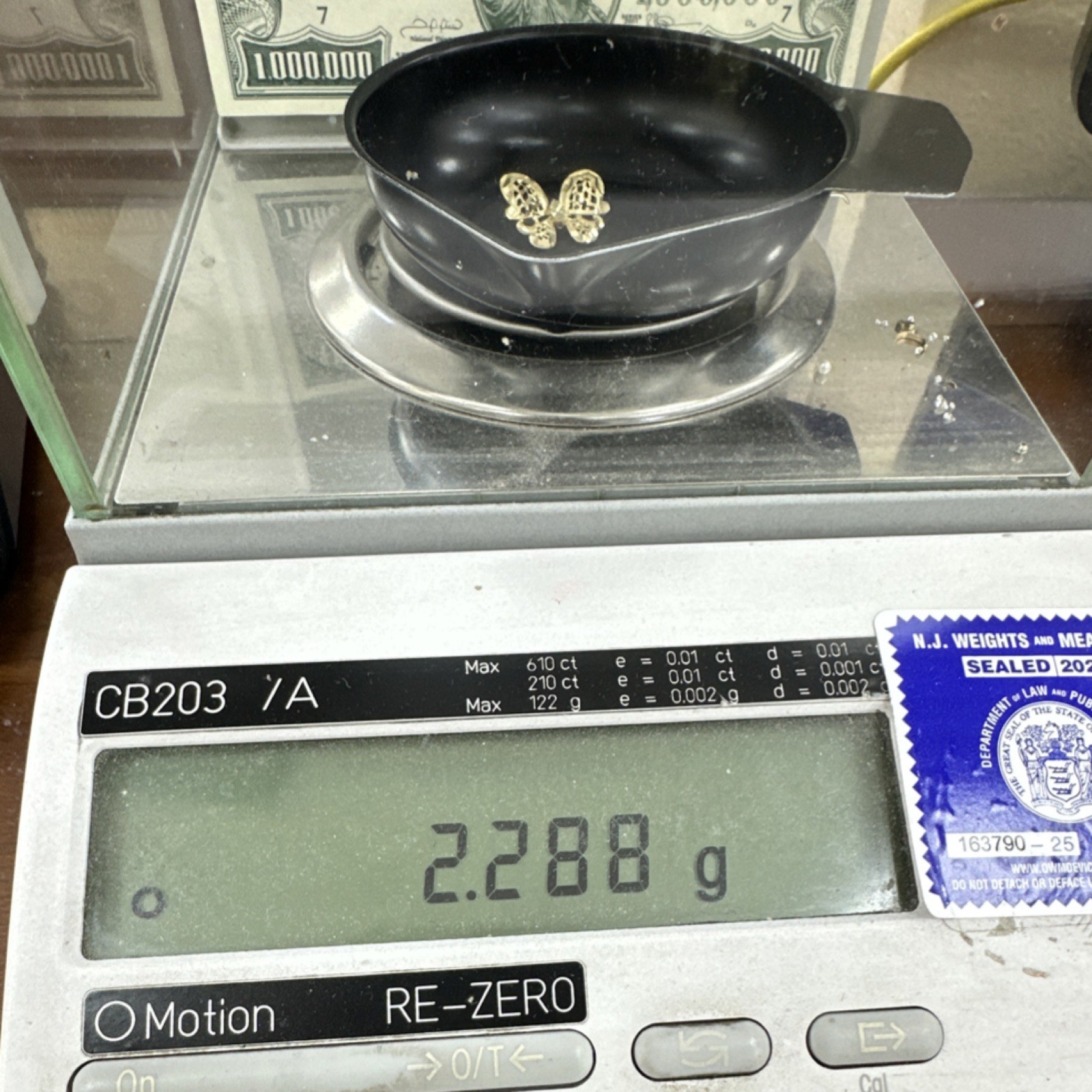 14k Gold Butterfly slider pendant, Signed 2.2cm Butterfly Theme
