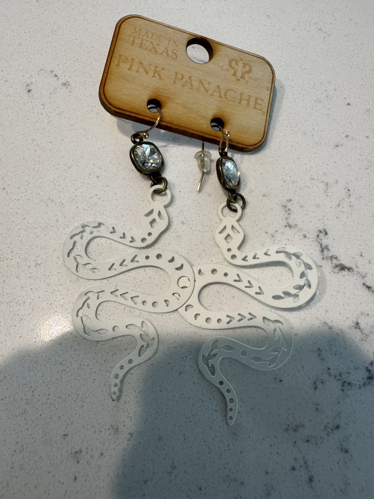 Pink Panache snake hook Earrings whit Tone Made in Texas