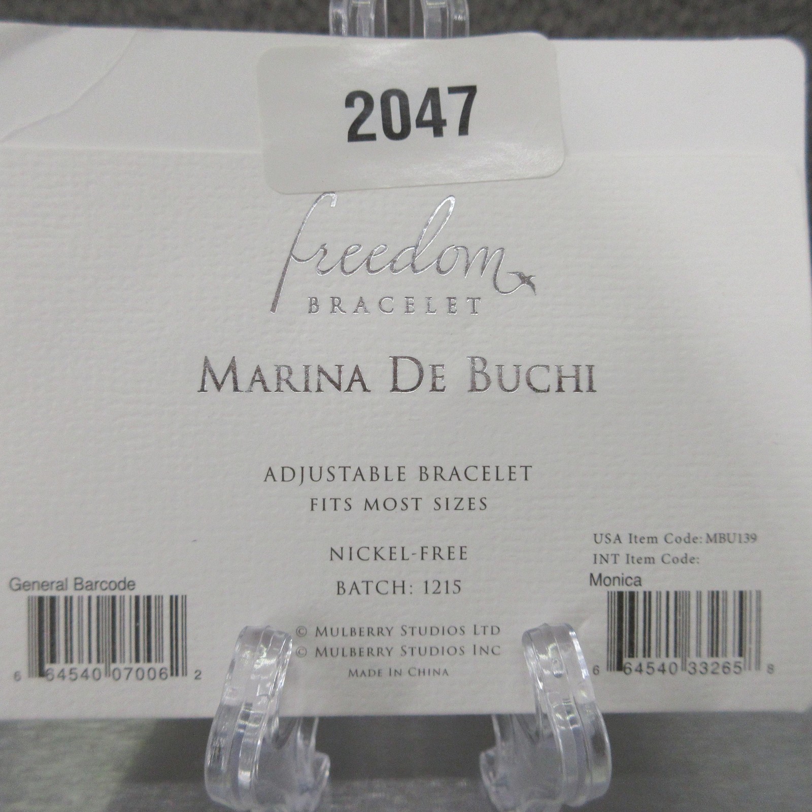 Marina De Buchi Monica Name Bracelet Gold Tone Adjustable Chain Nickel Free