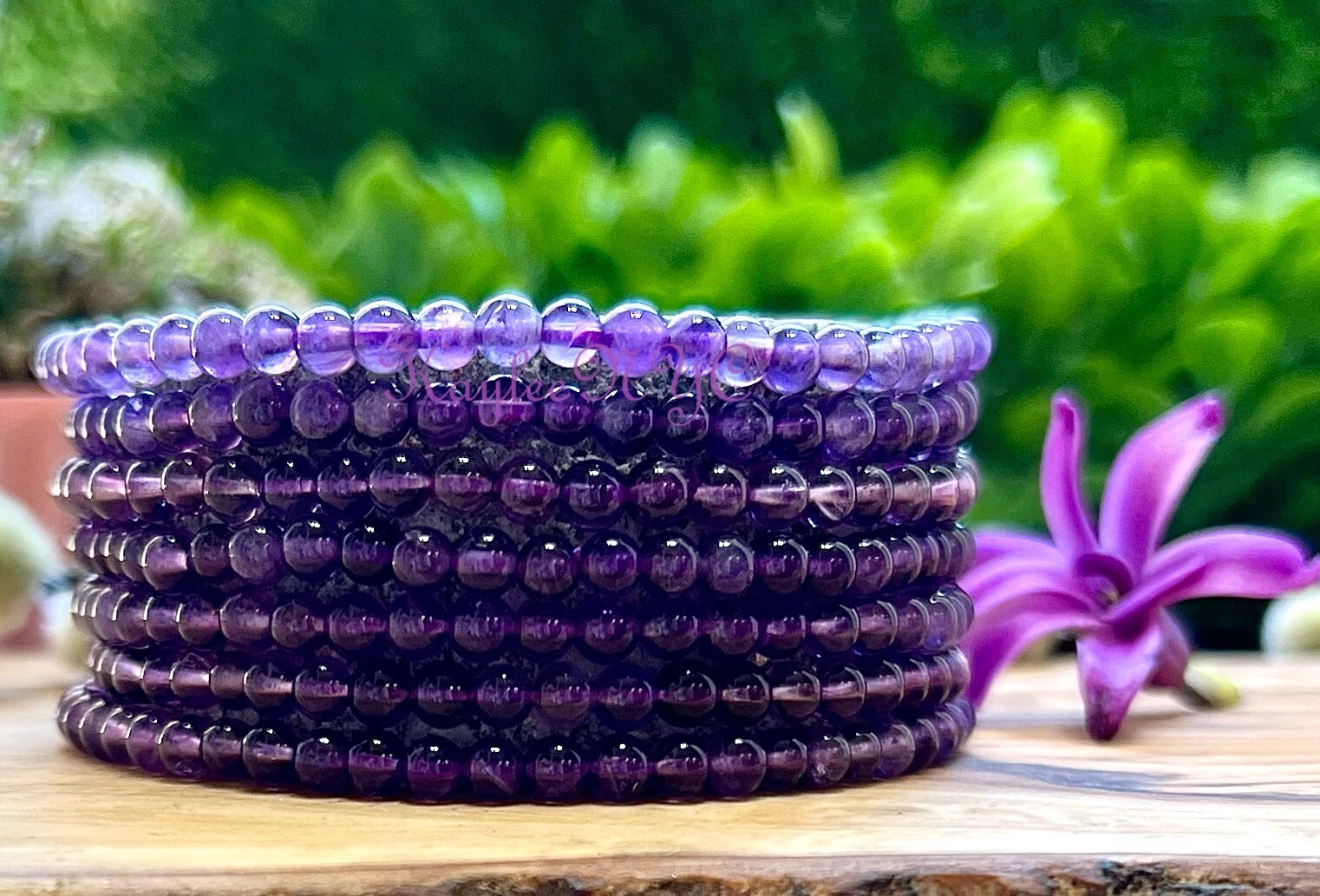 Wholesale Lot 6 Pcs Natural Amethyst 4mm 7.5” Crystal Stretch Bracelet