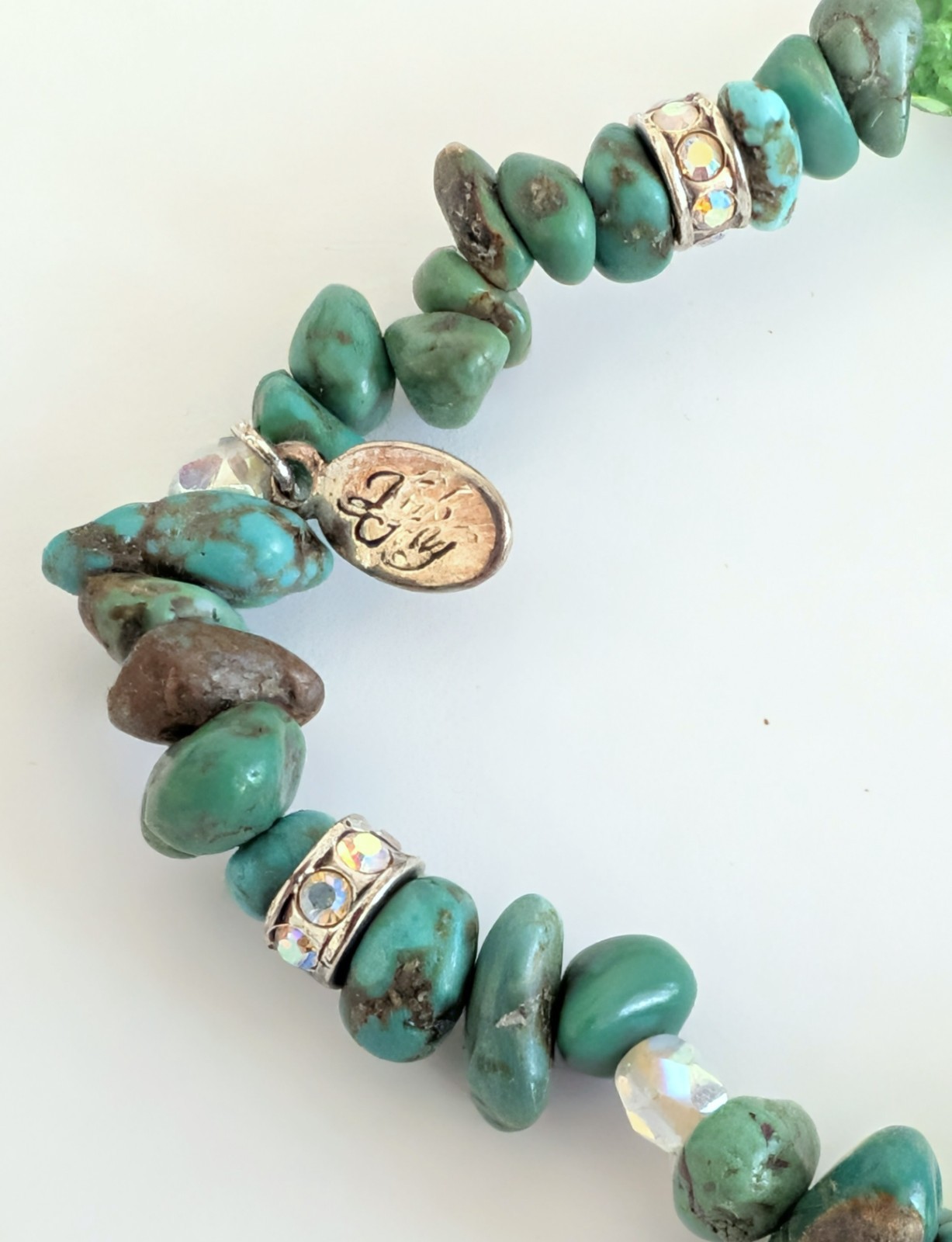 Vintage KIRKS FOLLY Seaview Moon Face Turquoise Nugget Stretch Bracelet