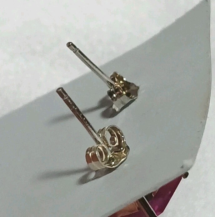 Cubic Zirconia Earrings Small Square Fuchsia Pink