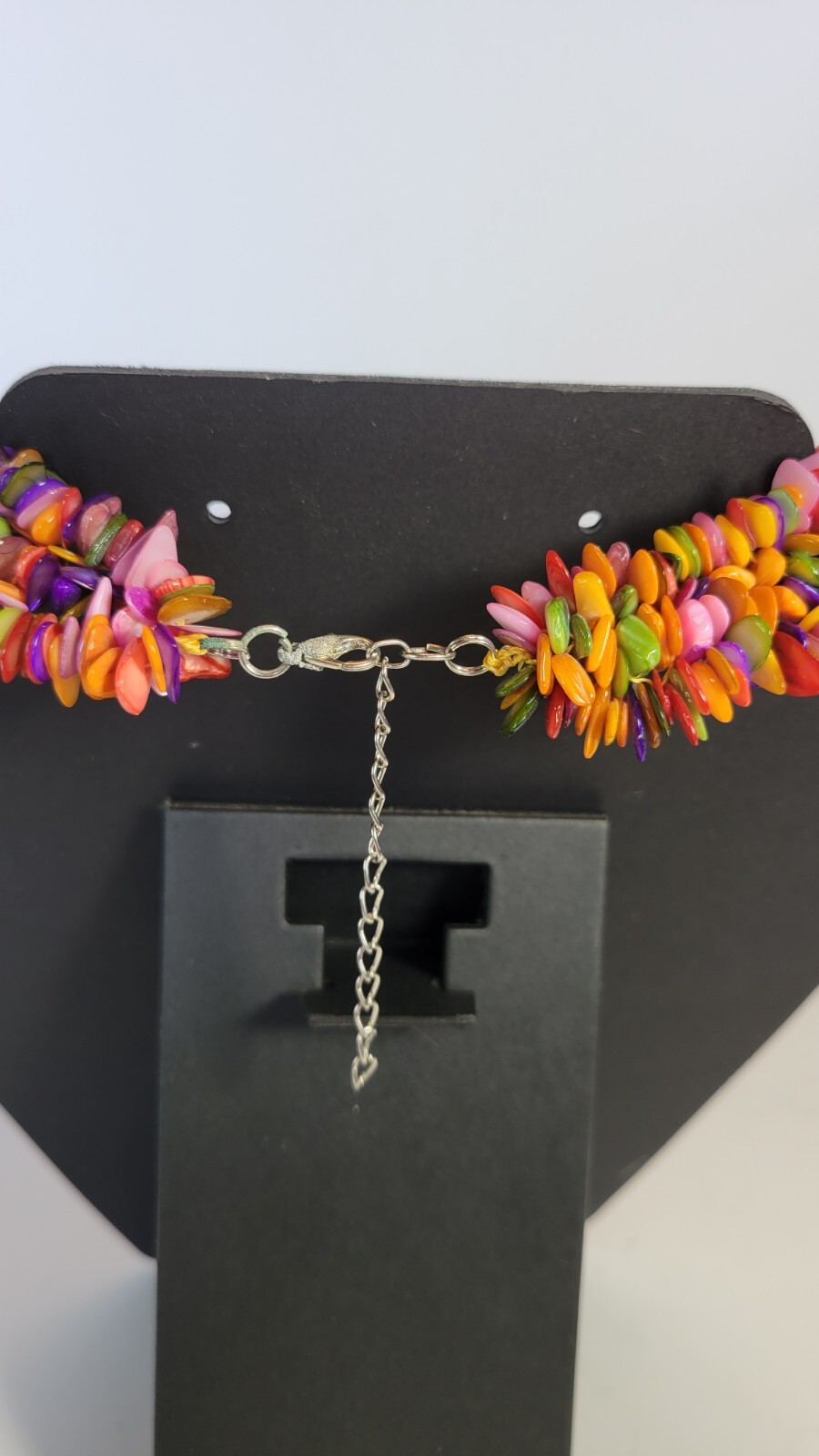 Rainbow Beaded Chunky Chip Necklace 18 inch, 2.5 inch extender.