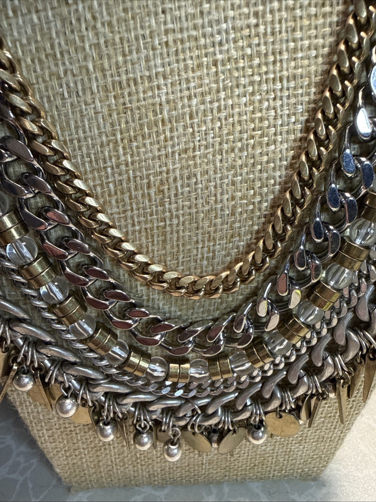 Preowned Signed Jenny Bird Talitha Multi Strand Necklace With Leather Closure