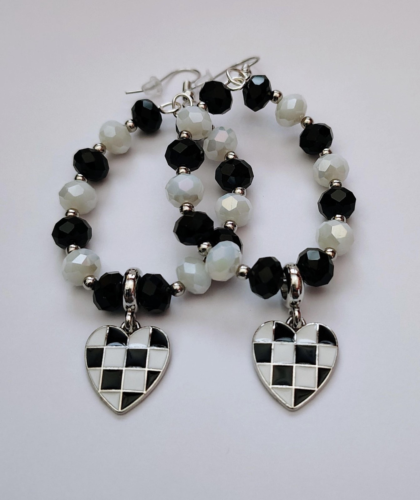 Black and White Checkered Flag Earrings,Car Racing Hoop Earrings,Racing Earrings