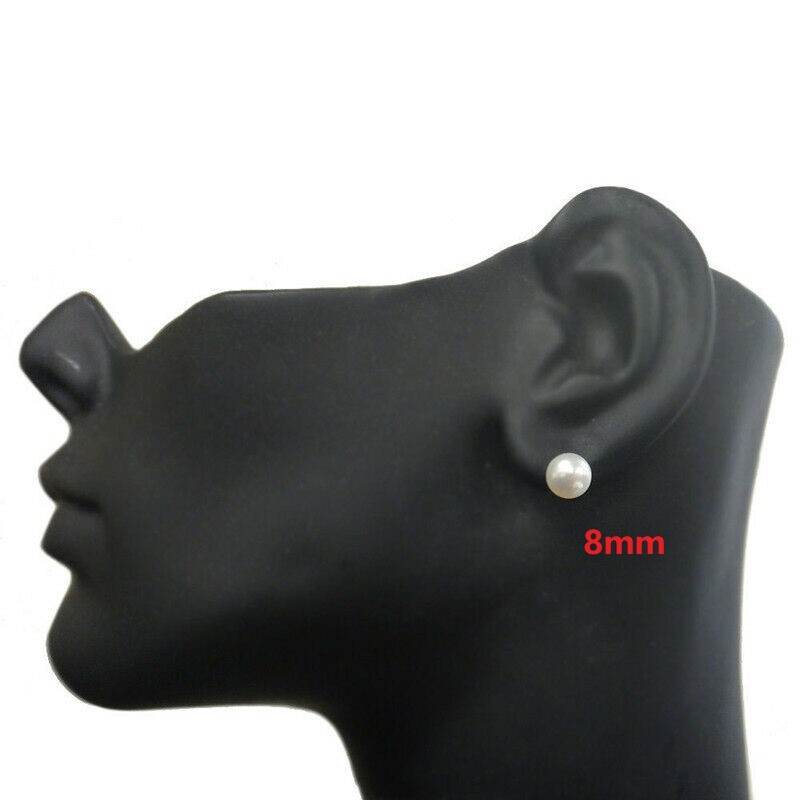 Genuine Cultured Freshwater White Pearl Stud Earrings Gift 925 Sterling Silver