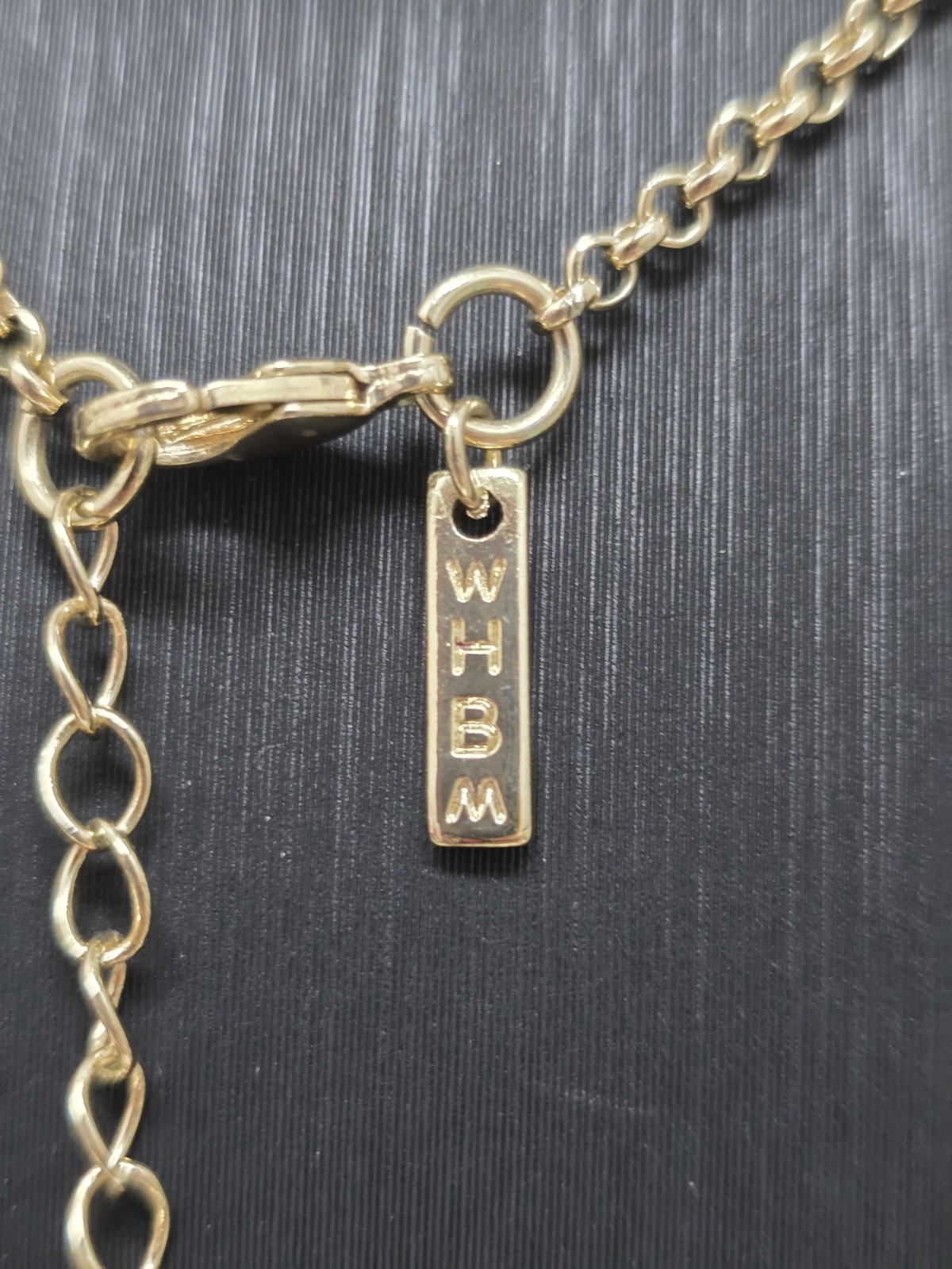 Labradorite White House Black Market Pendant Necklace Gold Tone