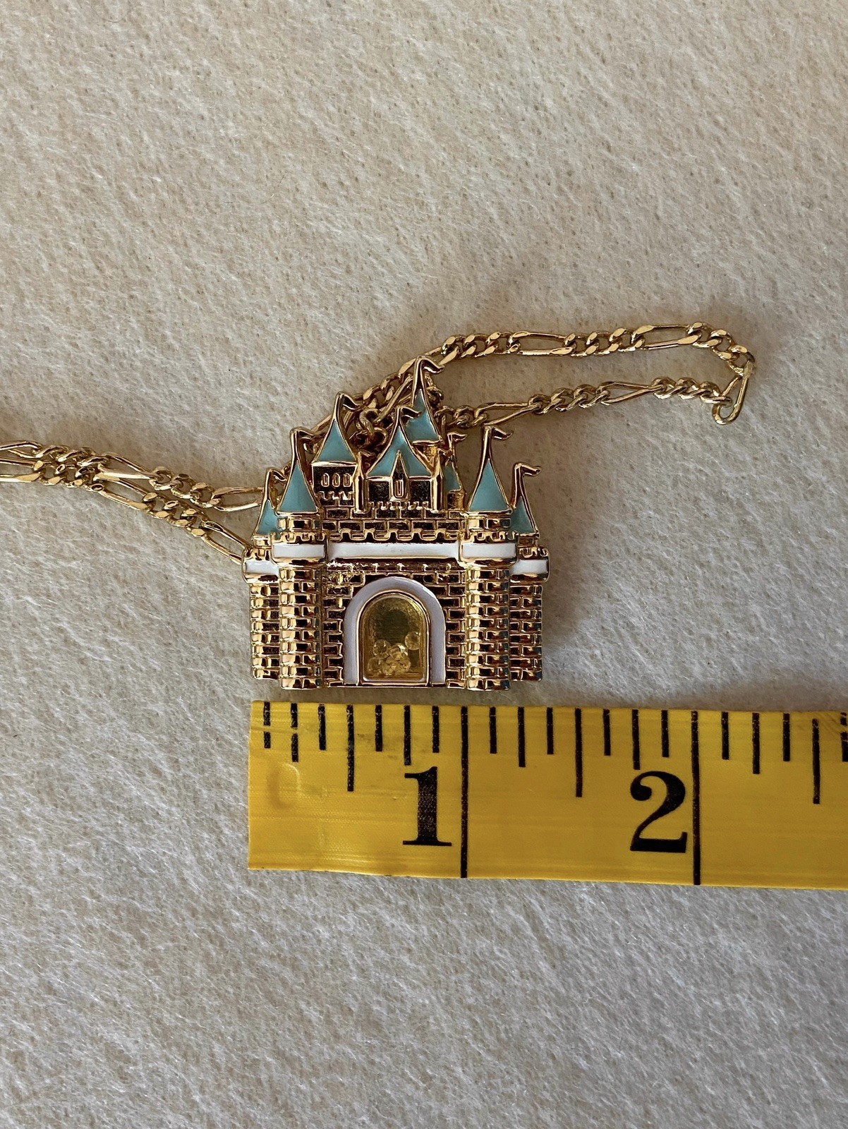 Disney Couture Kidada Cinderella Castle Necklace Gold Plated Enamel Swarovski